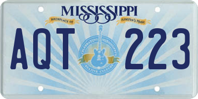 MS license plate AQT223