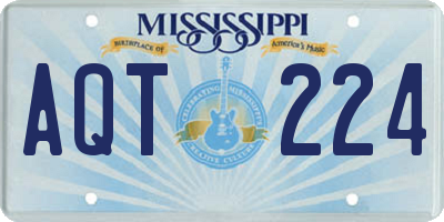 MS license plate AQT224