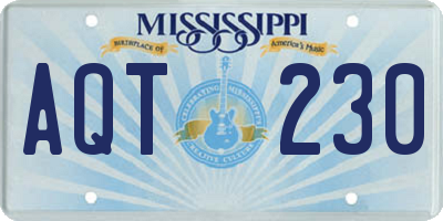 MS license plate AQT230