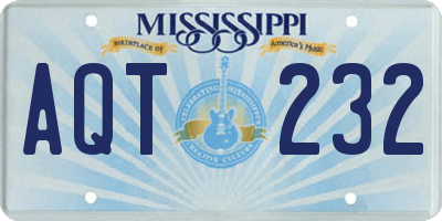 MS license plate AQT232