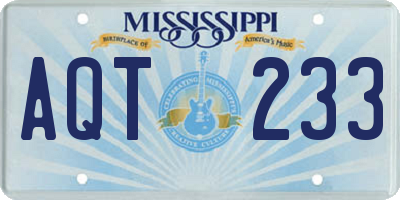 MS license plate AQT233