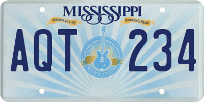 MS license plate AQT234