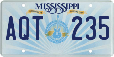 MS license plate AQT235