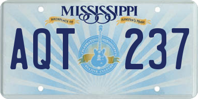 MS license plate AQT237