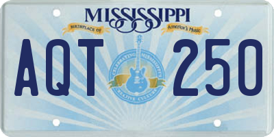 MS license plate AQT250