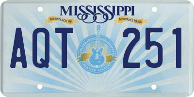 MS license plate AQT251