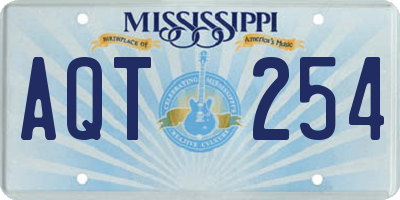 MS license plate AQT254