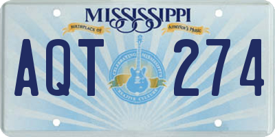 MS license plate AQT274