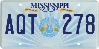 MS license plate AQT278