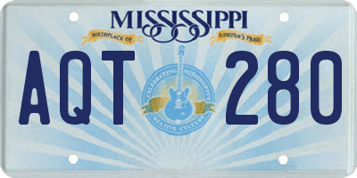 MS license plate AQT280