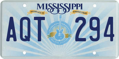 MS license plate AQT294