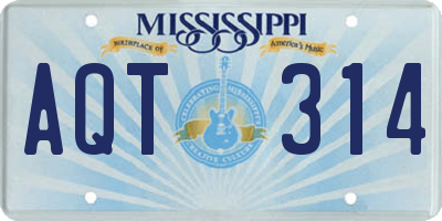 MS license plate AQT314