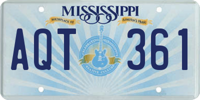 MS license plate AQT361