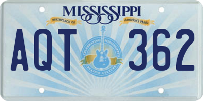 MS license plate AQT362
