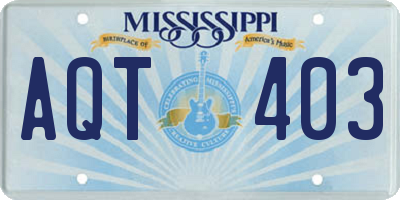 MS license plate AQT403