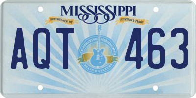 MS license plate AQT463
