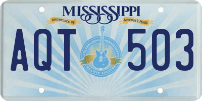 MS license plate AQT503