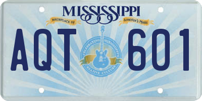 MS license plate AQT601