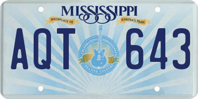 MS license plate AQT643