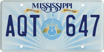 MS license plate AQT647