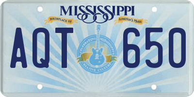 MS license plate AQT650