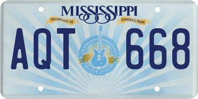 MS license plate AQT668