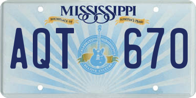 MS license plate AQT670