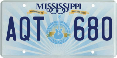 MS license plate AQT680