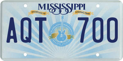 MS license plate AQT700