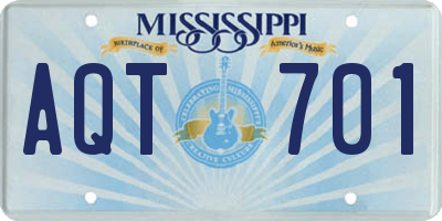 MS license plate AQT701