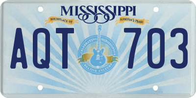 MS license plate AQT703