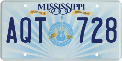 MS license plate AQT728