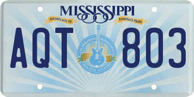 MS license plate AQT803