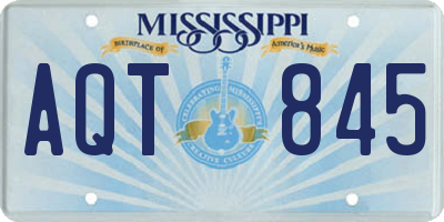 MS license plate AQT845