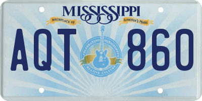 MS license plate AQT860