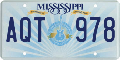 MS license plate AQT978