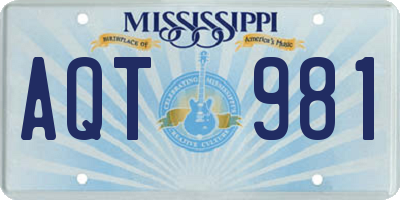 MS license plate AQT981