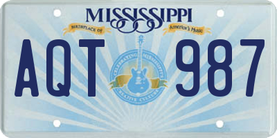 MS license plate AQT987