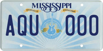 MS license plate AQU000