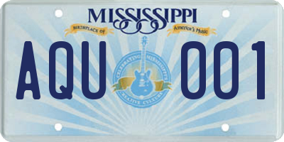 MS license plate AQU001