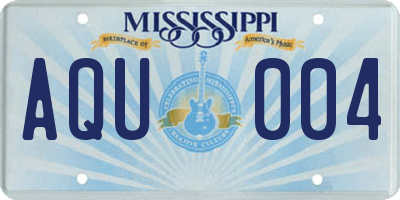 MS license plate AQU004