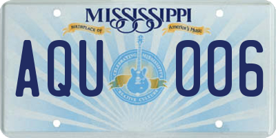 MS license plate AQU006