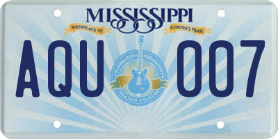 MS license plate AQU007