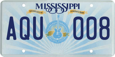 MS license plate AQU008