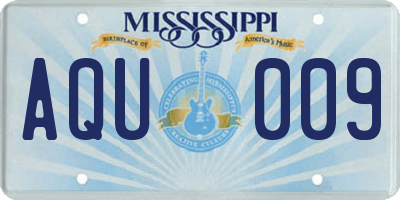 MS license plate AQU009