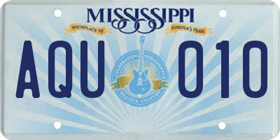 MS license plate AQU010
