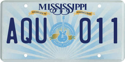 MS license plate AQU011