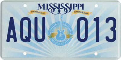 MS license plate AQU013