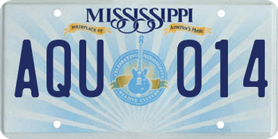 MS license plate AQU014