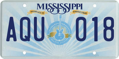 MS license plate AQU018